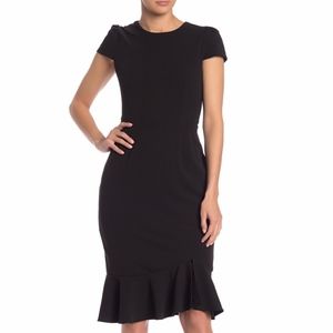 Betsey Johnson Scuba Crepe Ruffle Hem Dress